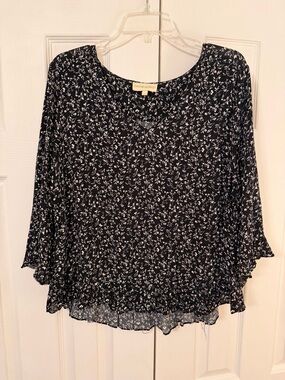 Cynthia Rowley Black Floral Print Blouse